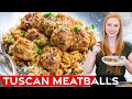 Easy, Creamy Tuscan Turkey Meatballs with Orzo Pasta | One-Pan Dinner!