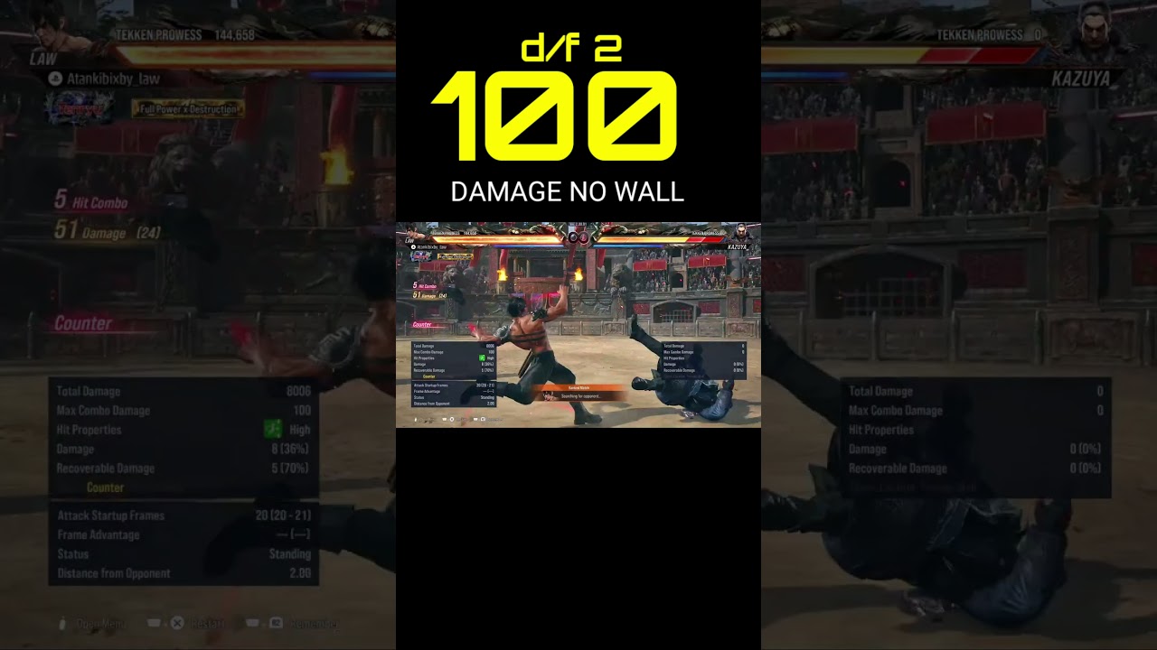 TEKKEN 8 SEASON 2 LAW MAX DAMAGE COMBOS AFTER df2