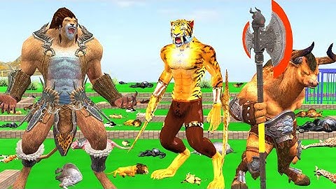 3 Gaint Monster vs Wild Animals Death fight|Animals Doodles TV|Animal revolt battle simulator|5.0