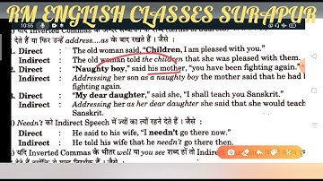 Excellent Grammar Part 5 Class 12 Indirect Assertive Sentence Special Rules explained by Ramesh Sir