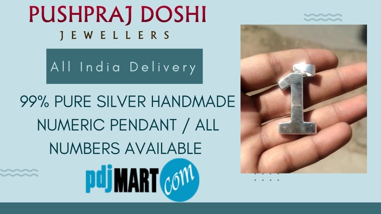 99% PURE SILVER HANDMADE NUMERIC PENDANT / ALL NUMBERS AVAILABLE 