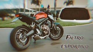 INSTALANDO FILTRO ESPORTIVO NA CB650R, TIPO K&N DO ALIEXPRESS