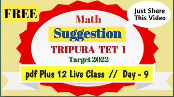 T TET 1 Math Suggestion // Day - 9 // TET 1  Math  // Target - 2022
