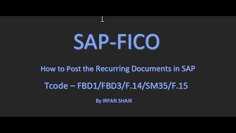 How to Create the Recurring Documents in SAP FICO