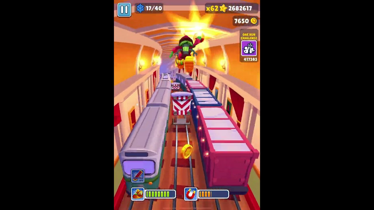 WINTER WONDERLAND 1 RUN CHALLENGE WITH FESTIVE YUTANI & MEAN GREEN MACHINE (DAY 3) | SubwaySurfTwins