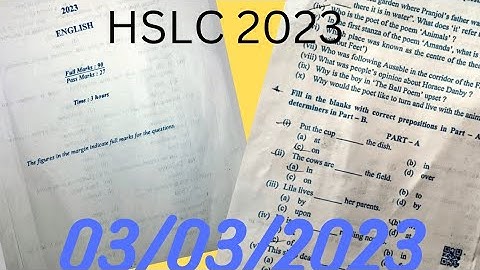 HSLC 2023 English question paper solution. Matric English question paper with MCQ and grammar