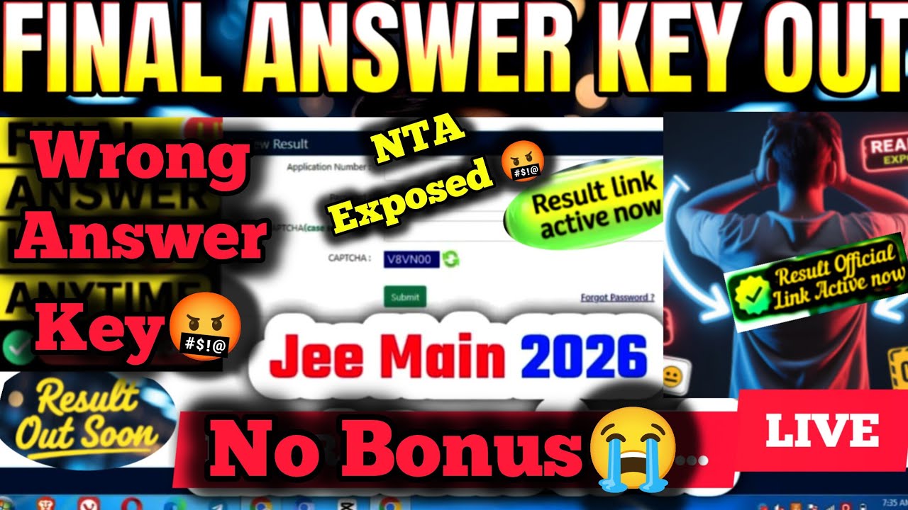 Wrong Answer key Exposed 🤬 NTA Final Answer⁉️ JEE 2026 Marks Vs Percentile|JEE Bonus Marks out BONUS