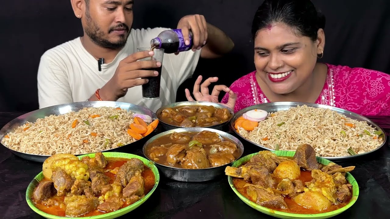 mutton curry chilli chicken fried rice eating challenge