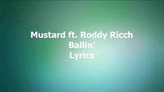 Mustard- Ballin ft. Roddy Ricch (Clean Lyrics)