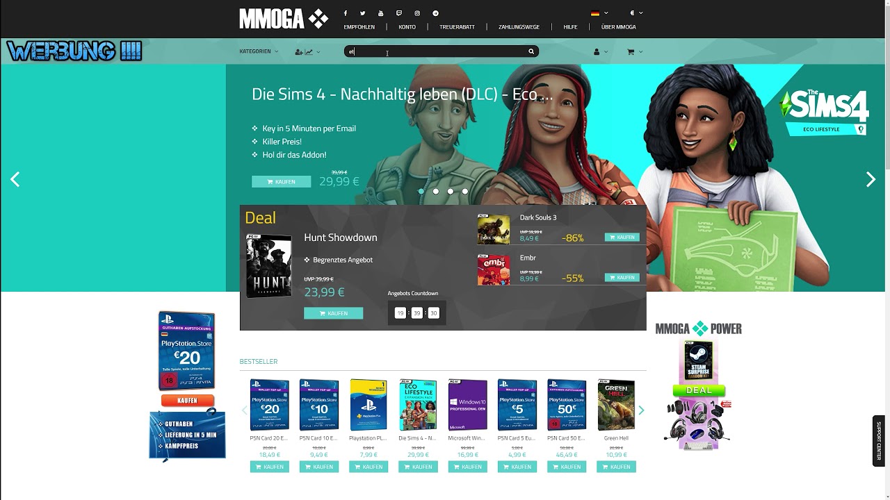 Werbung MMOGA neue Angebote