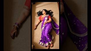 Elegant Plus Size Woman In Purple Saree Traditional Indian Beauty ,Plus Size Saree