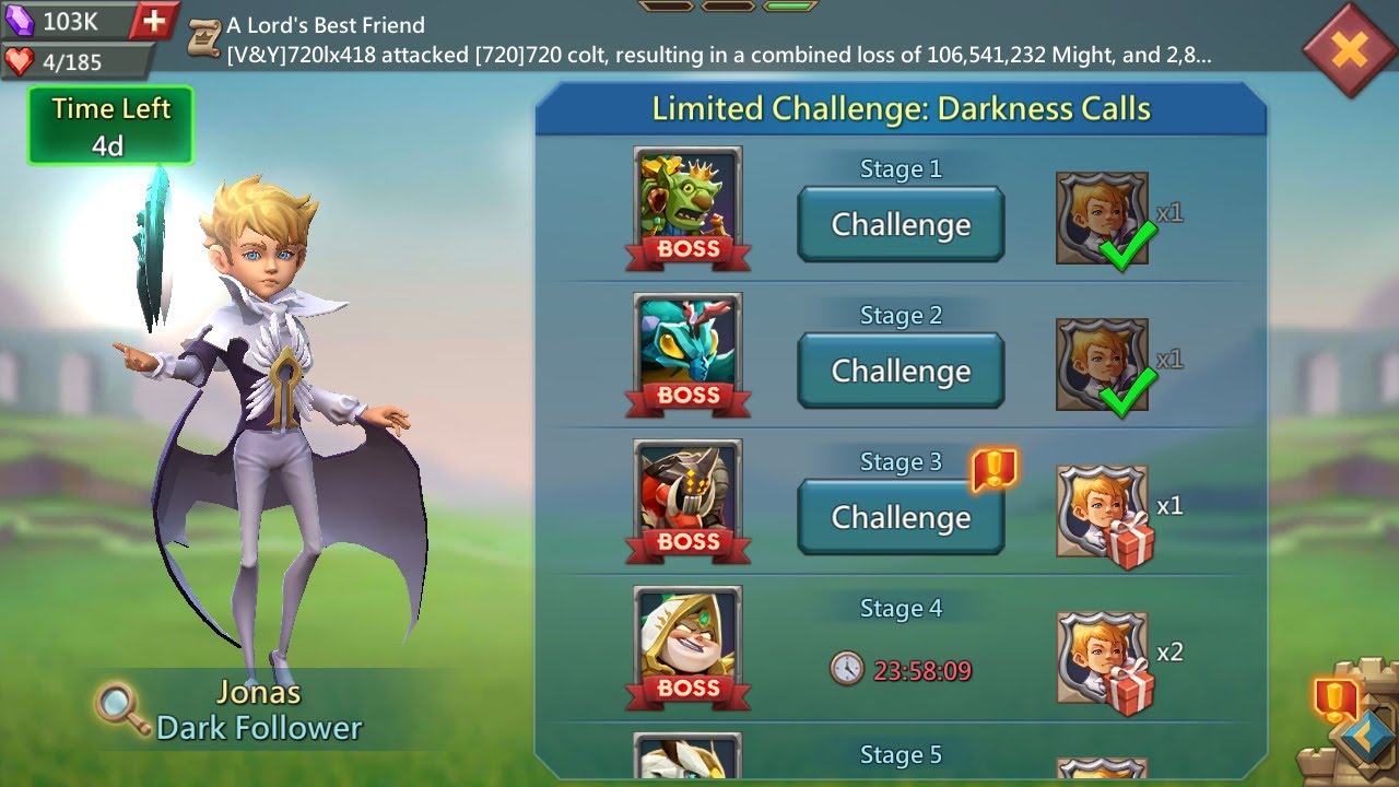 Lords mobile Darkness call limited Challenge stage 3 Auto | Dark Follower stage 3 | Jonas stage 3 |