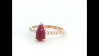 Celebrity 18K Rose Gold Cabochon Ruby Ring – Pear-Shaped Ruby with Diamond Accents Net Worth