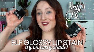 ELF GLOSSY LIP STAIN REVIEW - Swatch And Try On *EVERY SHADE* NEW FAVOURITE GLOSS E.L.F. Cosmetics