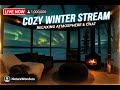 🔥 Northern Lights Cozy Cabin Fireplace — Relaxing Winter Ambience 24/7