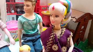 Barbie Doll All Day Routine ln Indian Village/ Radha Ki Kahani part-88/Barbie doll Bedtime Story||