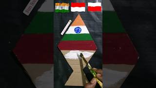 India ❤️ Indonesia ❤️ Poland flag drawing ?????? shorts art viral flag india independenceday