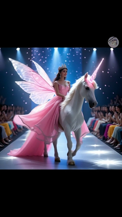 Fairy Princess Riding a Glowing Unicorn – Magical Fashion Ramp Show #shots #viral #tending #cartoon