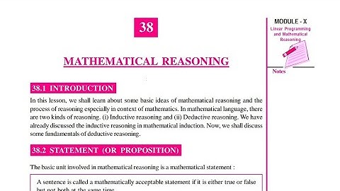 NIOS||Maths||Chapter-38||Mathematical Reasoning||Check Your Progress-38.1||NIOS Classes||Part-1