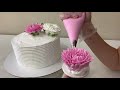 Как украсить торт хризантемами! Хризантемы из БЕЛКОВОГО КРЕМА!  Cake Decorating Ideas!Красивый торт!