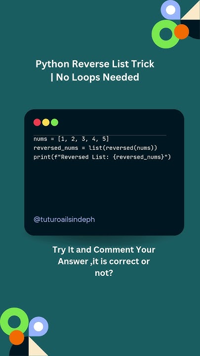 Python Reverse List Trick 30 | No Loops Needed | Python Tips #shorts # ...