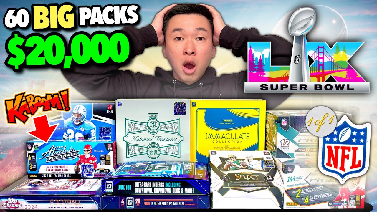 PULL OF THE YEAR! 😱🔥 OPENING 60 OF THE CRAZIEST PACKS EVER FOR SUPER BOWL LX ($20,000)!