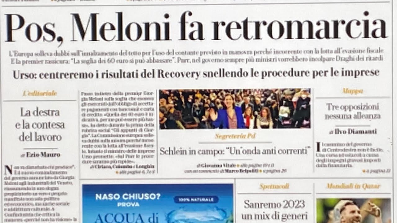 i titoli dei giornali di oggi