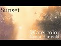 流して描く水彩画　Watercolor [SunSet] Kanta Harusaki 春崎幹太  夕景