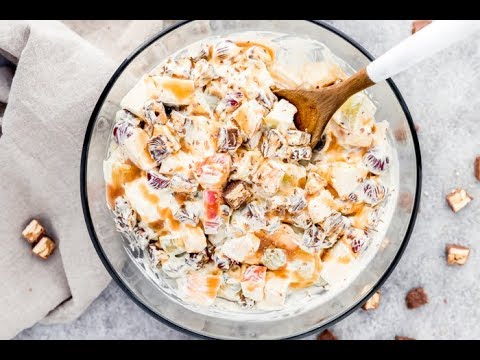 CREAMY CARAMEL APPLE SALAD WITH SNICKERS