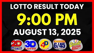Lotto Result Today 9PM Draw August 13, 2025 | 2D, 3D Swertres, 4D, 6/45,  6/55, PCSO#lottoresult