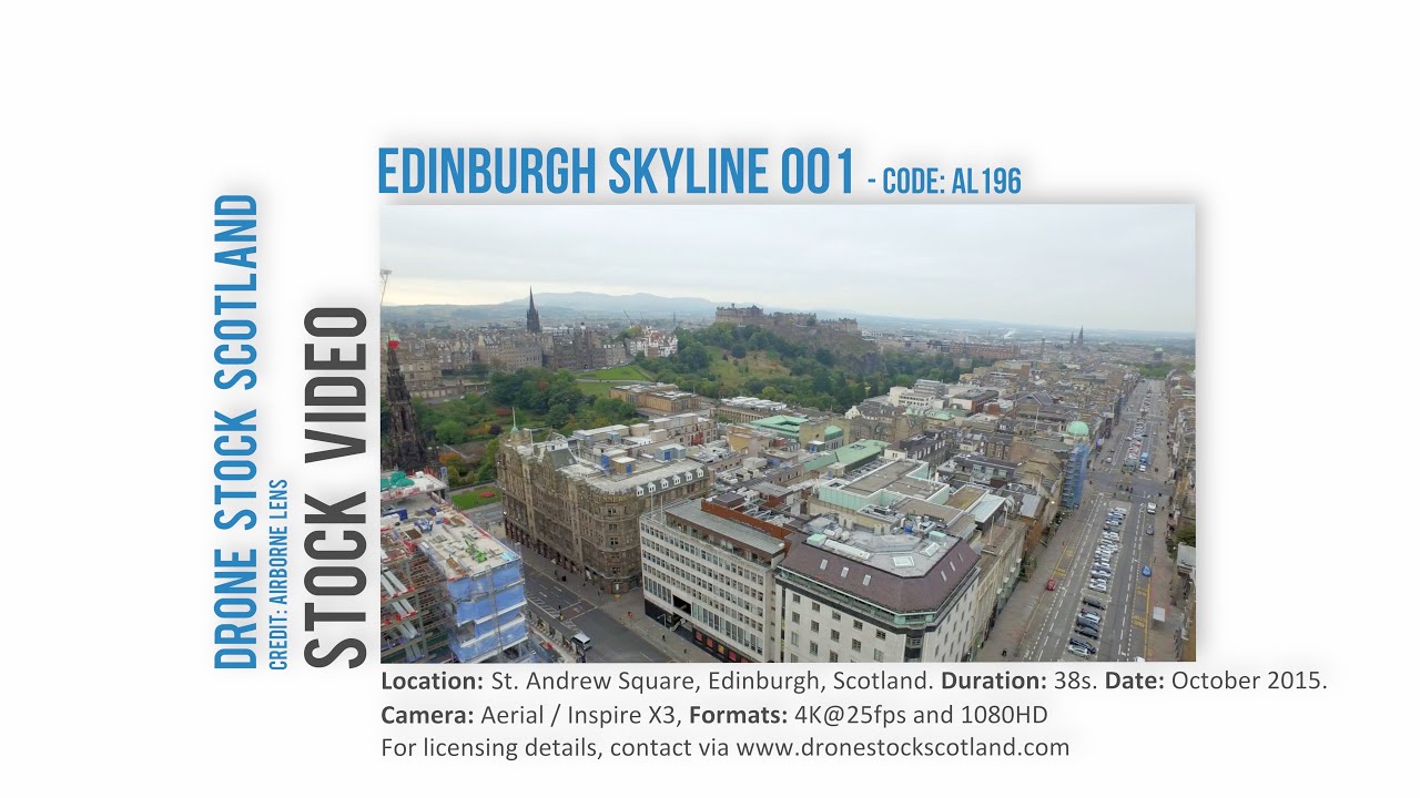 Stock Footage Aerial 4K - Edinburgh Skyline 001