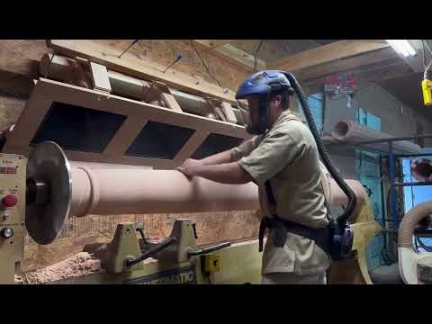 Spinning and sanding on the big boy lathe 👊@chesapeakelatheworks #powermaticwoodworking