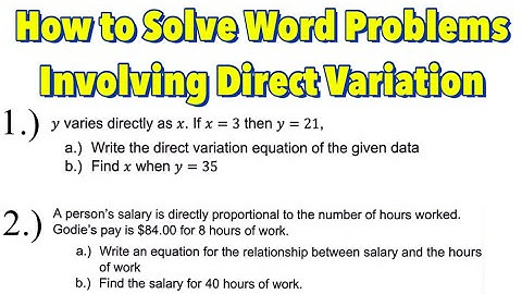 How to Solve Word Problems Involving Direct Variation