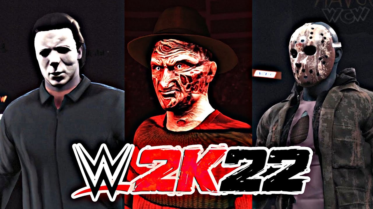 Jason Voorhees vs. Michael Myers vs. Freddy WWE 2K22