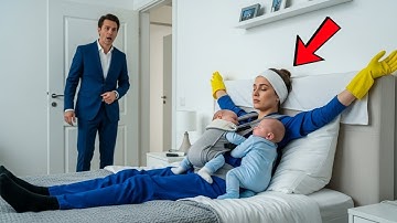 Milioner Wrócił z Podróży Służbowej… Zszokował Się, Widząc Pokojówkę Związaną z Jego Bliźniętami.