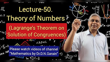 Theory of Numbers, Lec.- 50(Lagrange
