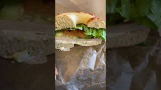 Mouthwatering Turkey Bacon and Cheese bagel sandwich