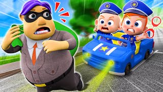 Baby Police Chase Thief - Go Away Bad Guys - Funny Songs & Nursery Rhymes - PIB Little Songs