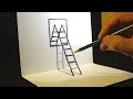 How to draw 3d ladder  mirror  drawing ladder and mirror  vamosart