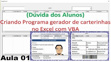 Programa Gerador de Carteirinhas no Excel com CPF com Codigo de Barras #1