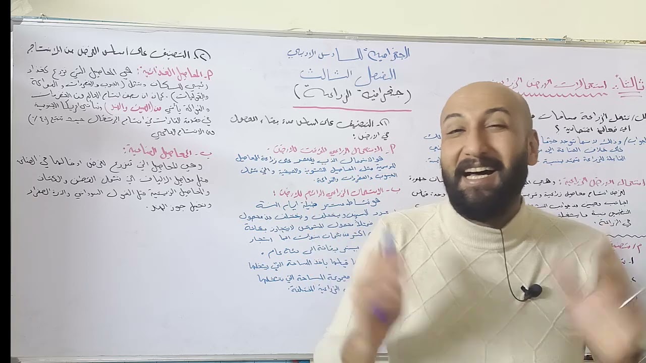 الجغرافية للسادس الادبي المحاضرة(26) م/ (استعملات الارض الزراعية واقسامها)