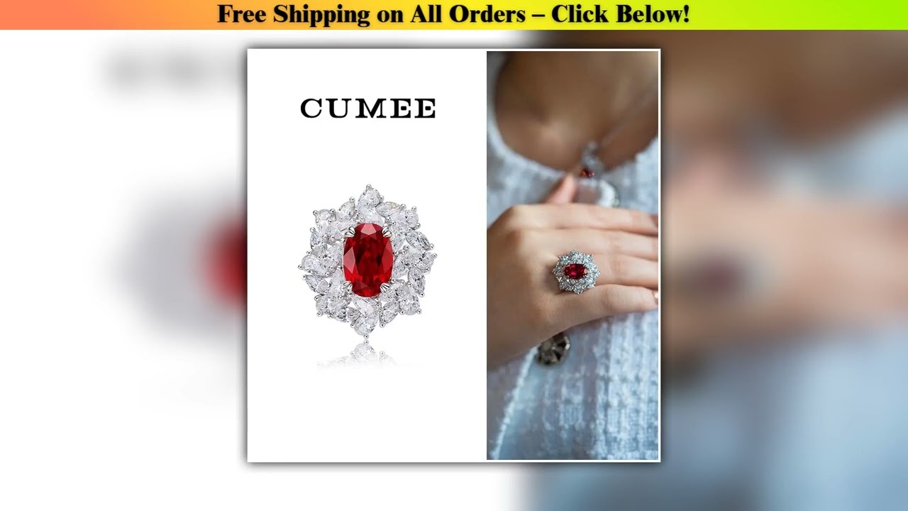 CUMEE Ruby Rings for Women 925 Sterling Silver Ring Engagement Anniversary Ring Gift for Her