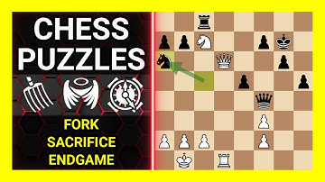 Chess Puzzles to Practice. Themes: Fork, Sacrifice, Endgame. Learn Chess