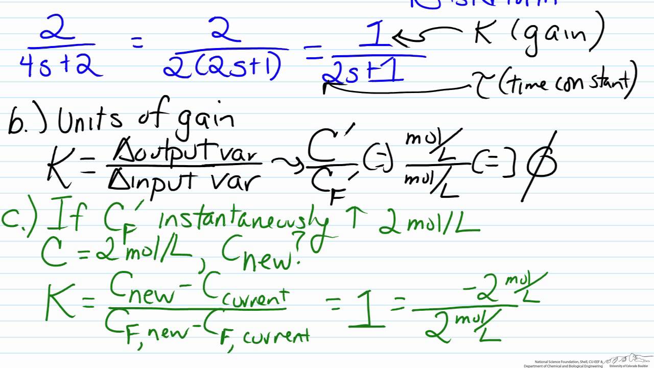 Finding Gain And Time Constant From A Transfer Function Model Youtube