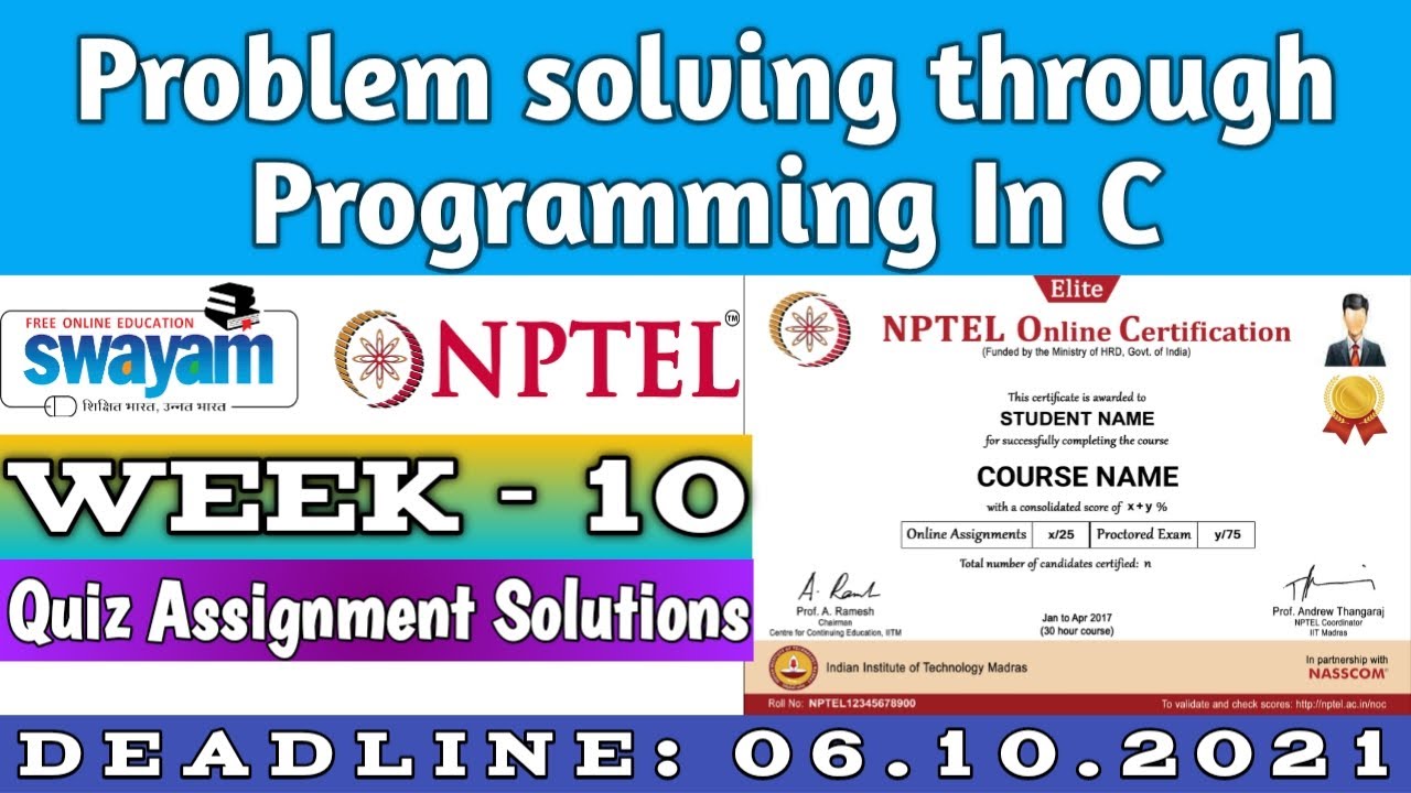nptel problem solving through c exam questions