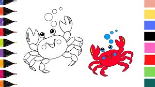 How to draw crab easy | Crab coloring pages | How to color crab