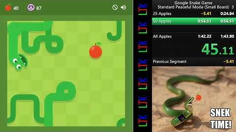 Google Snake speedrun - Standard Peaceful Mode (Small Board) 1.35.70