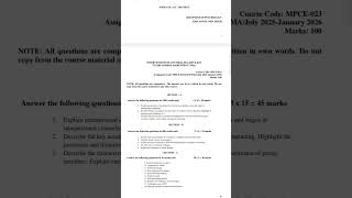 MPCE-023 Assignment question paper|#mapc #ignou #assignment #questionpaper #viral #shorts #yt