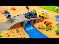 DIY Mini Truck Builds Brick &amp; Metal Railing Bridge | Fun Construction Science Project #4