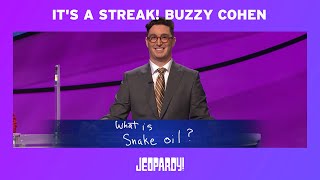 It's A Streak! Buzzy Cohen Wins 5 Games | JEOPARDY! Details